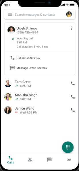 screenshot of Google Voice